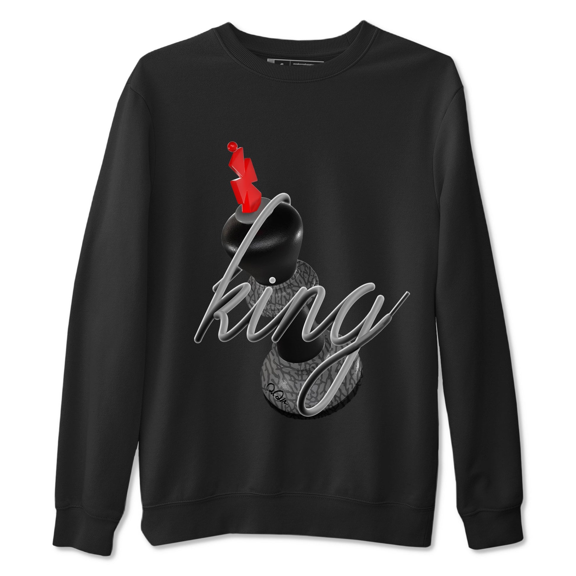 4s Black Cement shirts to match jordans 3D King sneaker match tees Air Jordan 4 Black Cement match shoes to clothes SNRT Sneaker Tees unisex cotton Black 2 shirts