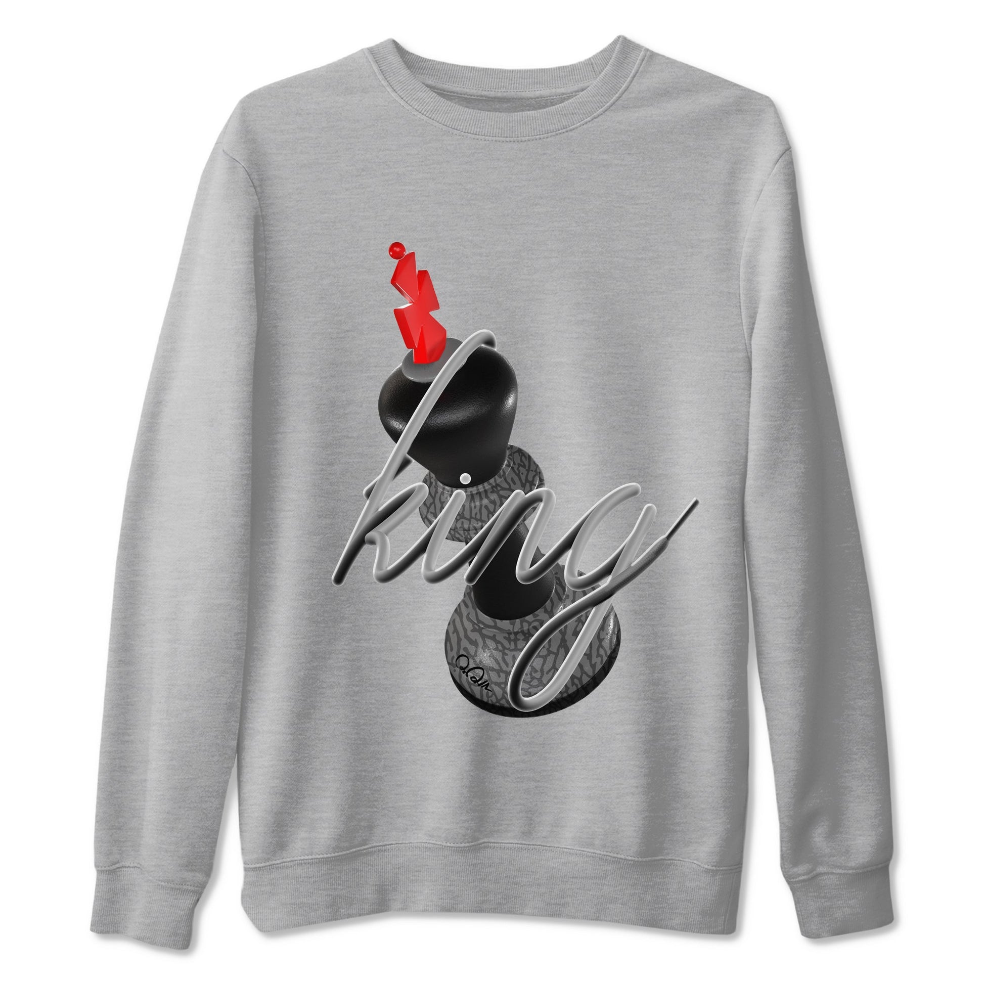 4s Black Cement shirts to match jordans 3D King sneaker match tees Air Jordan 4 Black Cement match shoes to clothes SNRT Sneaker Tees unisex cotton Heather Grey 2 shirts