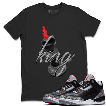 4s Black Cement shirts to match jordans 3D King sneaker match tees Air Jordan 4 Black Cement match shoes to clothes SNRT Sneaker Tees unisex cotton Black 1 shirts