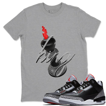 4s Black Cement shirts to match jordans 3D King sneaker match tees Air Jordan 4 Black Cement match shoes to clothes SNRT Sneaker Tees unisex cotton Heather Grey 1 shirts