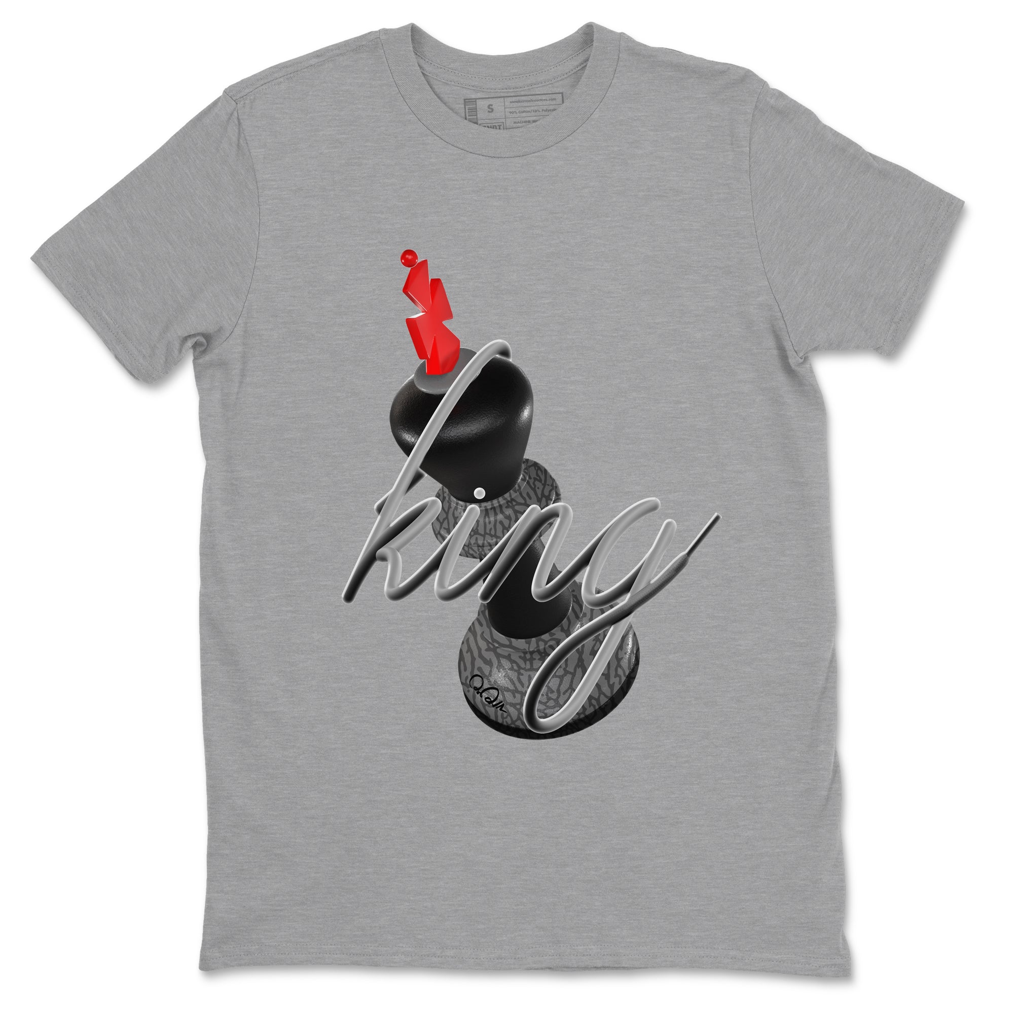 4s Black Cement shirts to match jordans 3D King sneaker match tees Air Jordan 4 Black Cement match shoes to clothes SNRT Sneaker Tees unisex cotton Heather Grey 2 shirts