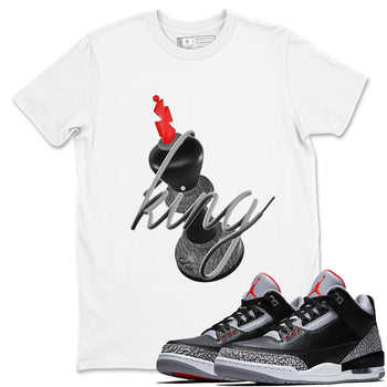 4s Black Cement shirts to match jordans 3D King sneaker match tees Air Jordan 4 Black Cement match shoes to clothes SNRT Sneaker Tees unisex cotton White 1 shirts
