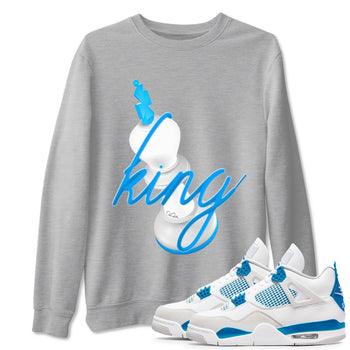 Air Jordan 4 Industrial Blue shirt to match jordans 3D King sneaker tees Air Jordan 4 Military Blue SNRT Sneaker Release Tees unisex cotton Heather Grey 1 crew neck shirt