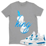 Air Jordan 4 Industrial Blue shirt to match jordans 3D King sneaker tees Air Jordan 4 Military Blue SNRT Sneaker Release Tees unisex cotton Heather Grey 1 crew neck shirt