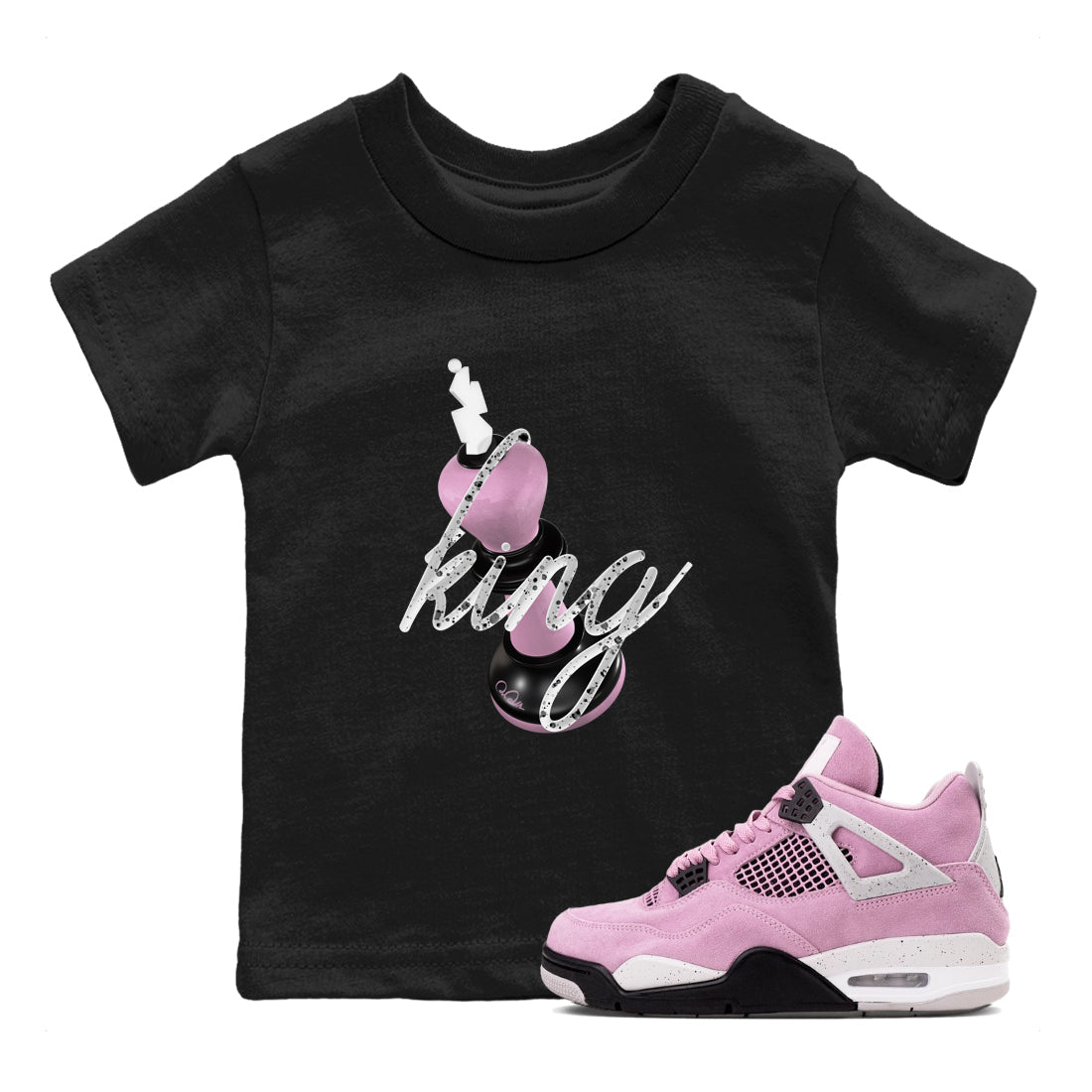 4s Retro Orchid shirts to match jordans 3D King sneaker match tees Air Jordan 4 WMNS Orchid match shoes to clothes SNRT Sneaker Tees Youth Baby Black 1 tee