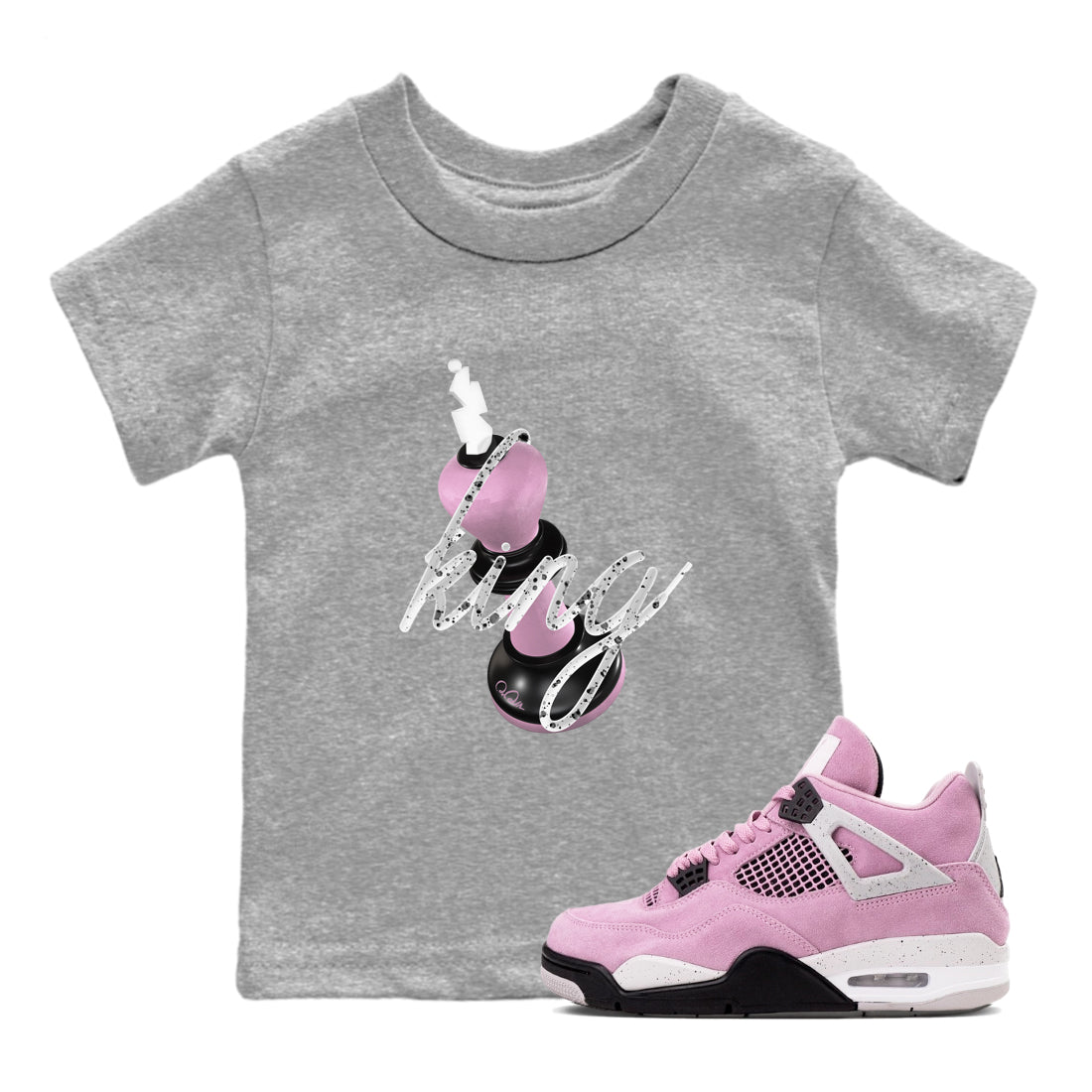 4s Retro Orchid shirts to match jordans 3D King sneaker match tees Air Jordan 4 WMNS Orchid match shoes to clothes SNRT Sneaker Tees Youth Baby Heather Grey 1 tee