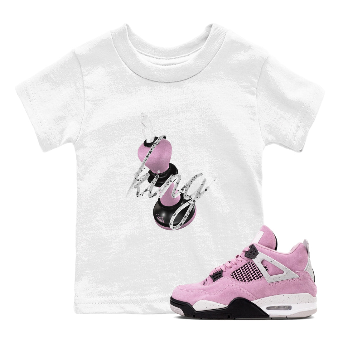 4s Retro Orchid shirts to match jordans 3D King sneaker match tees Air Jordan 4 WMNS Orchid match shoes to clothes SNRT Sneaker Tees Youth Baby White 1 tee