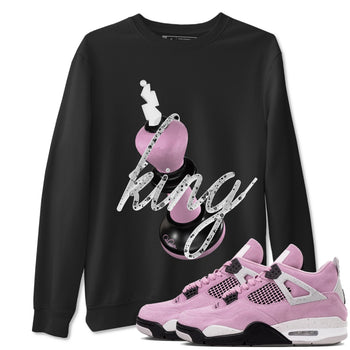 4s Retro Orchid shirts to match jordans 3D King sneaker match tees Air Jordan 4 WMNS Orchid match shoes to clothes SNRT Sneaker Tees unisex cotton Black 1 shirts
