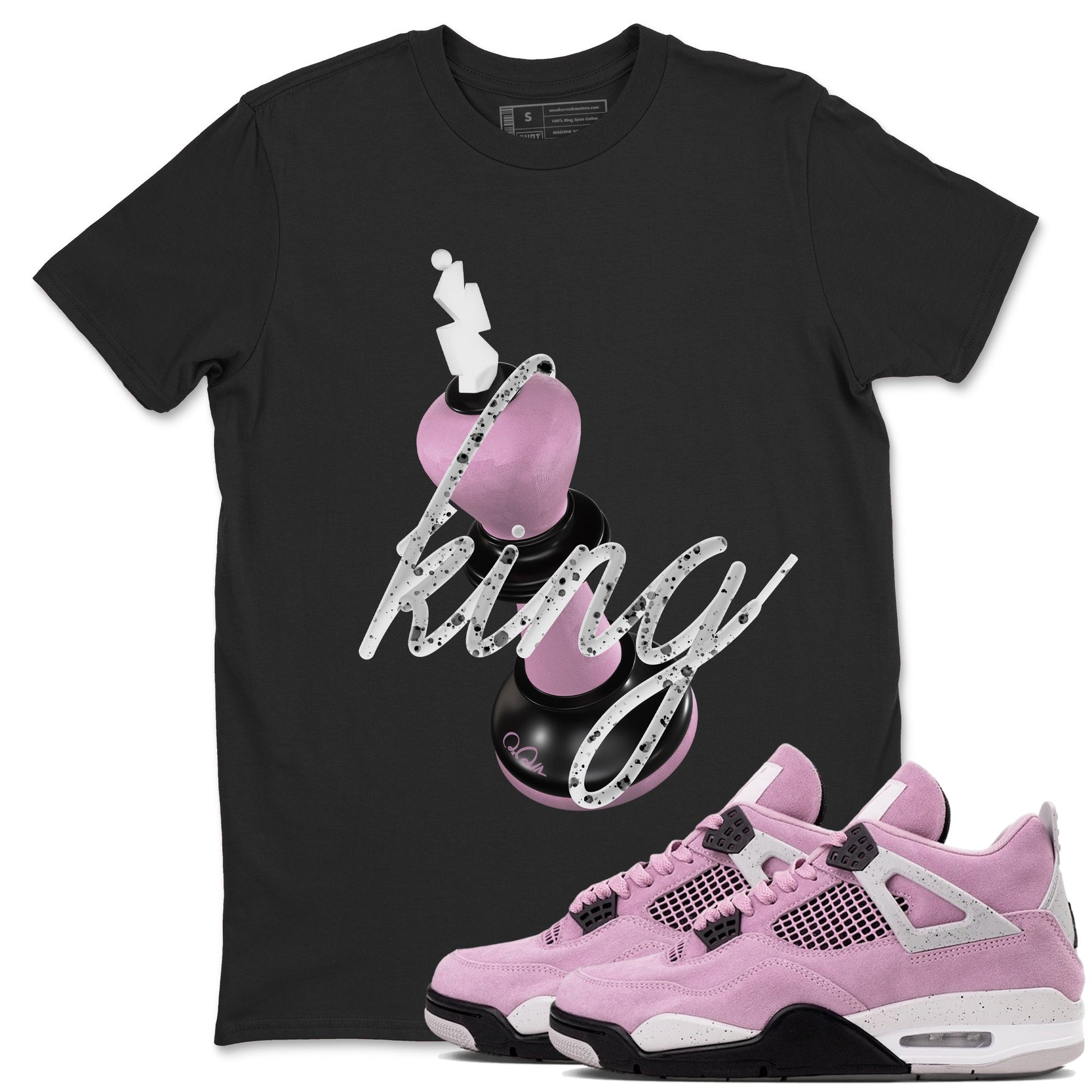 4s Retro Orchid shirts to match jordans 3D King sneaker match tees Air Jordan 4 WMNS Orchid match shoes to clothes SNRT Sneaker Tees unisex cotton Black 1 shirts