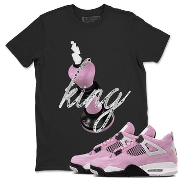 4s Retro Orchid shirts to match jordans 3D King sneaker match tees Air Jordan 4 WMNS Orchid match shoes to clothes SNRT Sneaker Tees unisex cotton Black 1 shirts