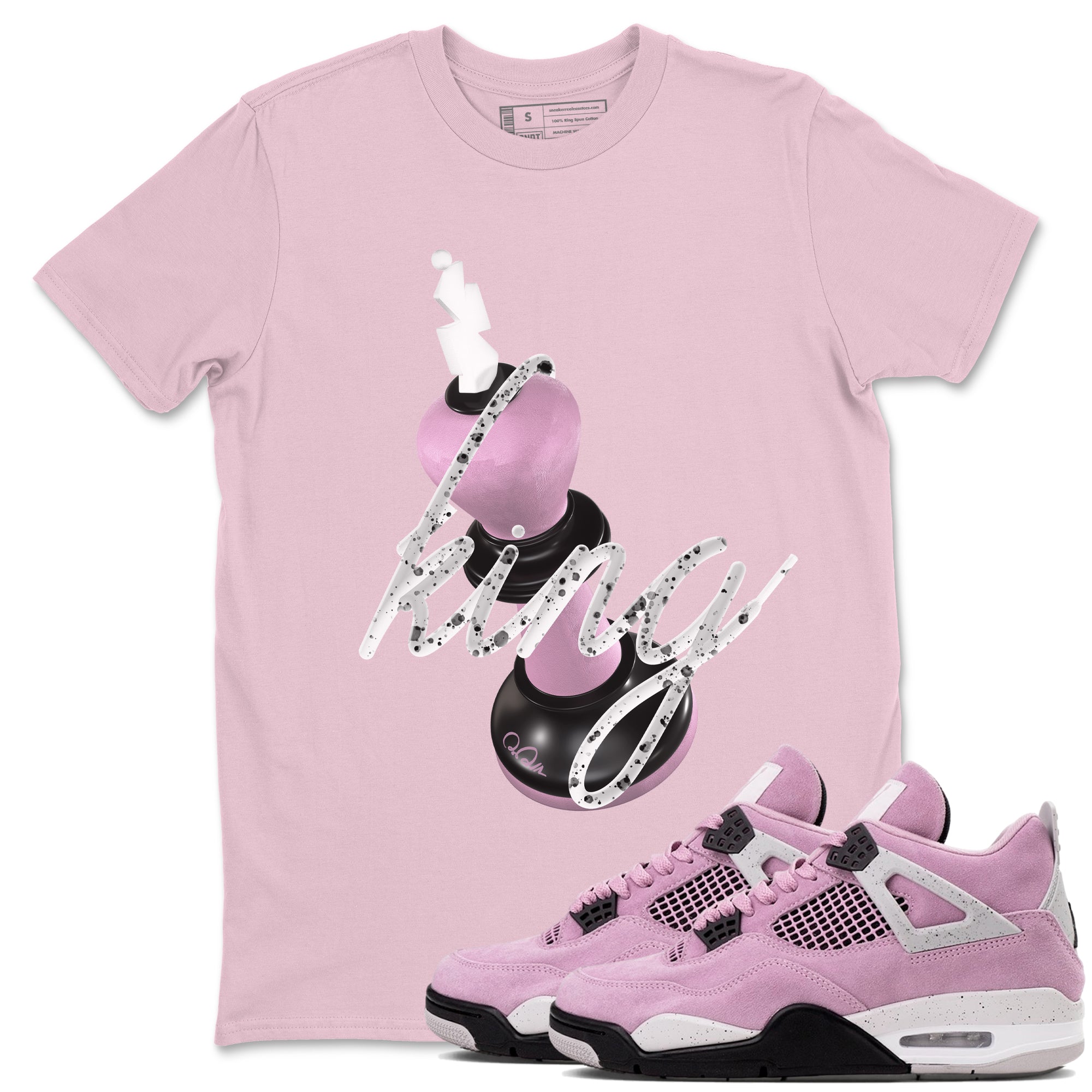 4s Retro Orchid shirts to match jordans 3D King sneaker match tees Air Jordan 4 WMNS Orchid match shoes to clothes SNRT Sneaker Tees unisex cotton Pink 1 shirts