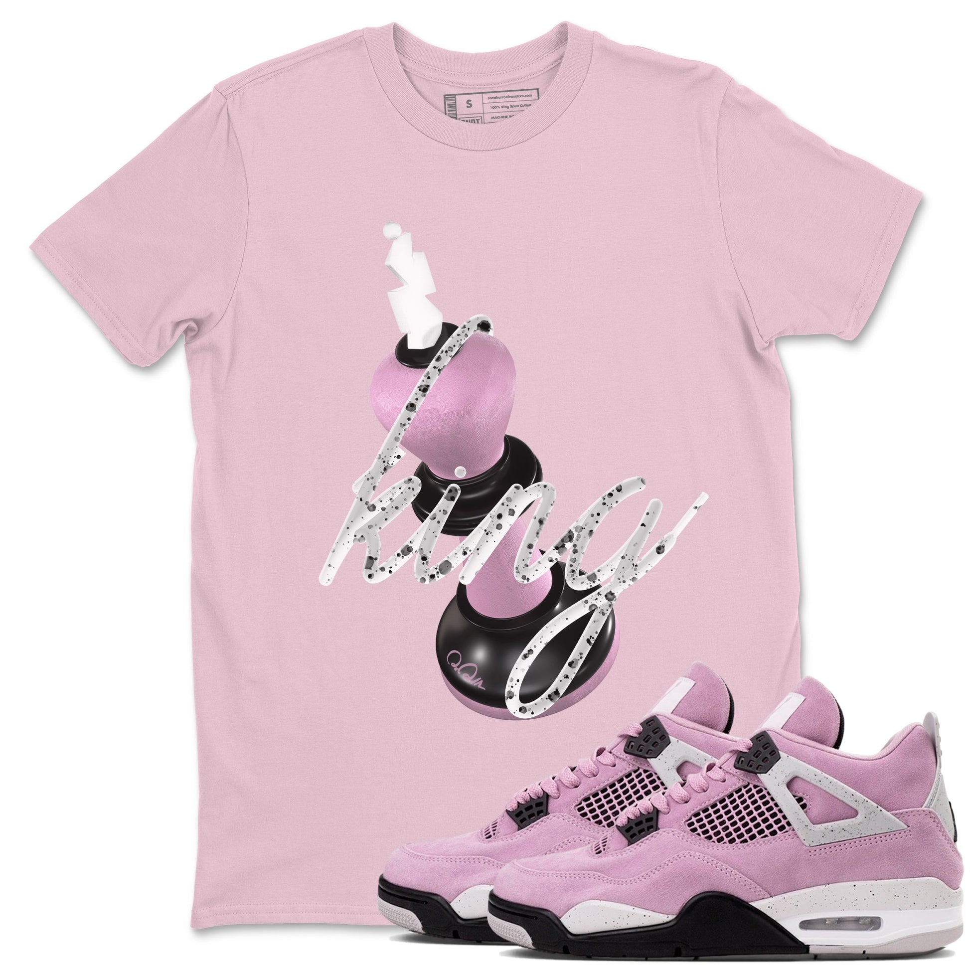 4s Retro Orchid shirts to match jordans 3D King sneaker match tees Air Jordan 4 WMNS Orchid match shoes to clothes SNRT Sneaker Tees unisex cotton Pink 1 shirts