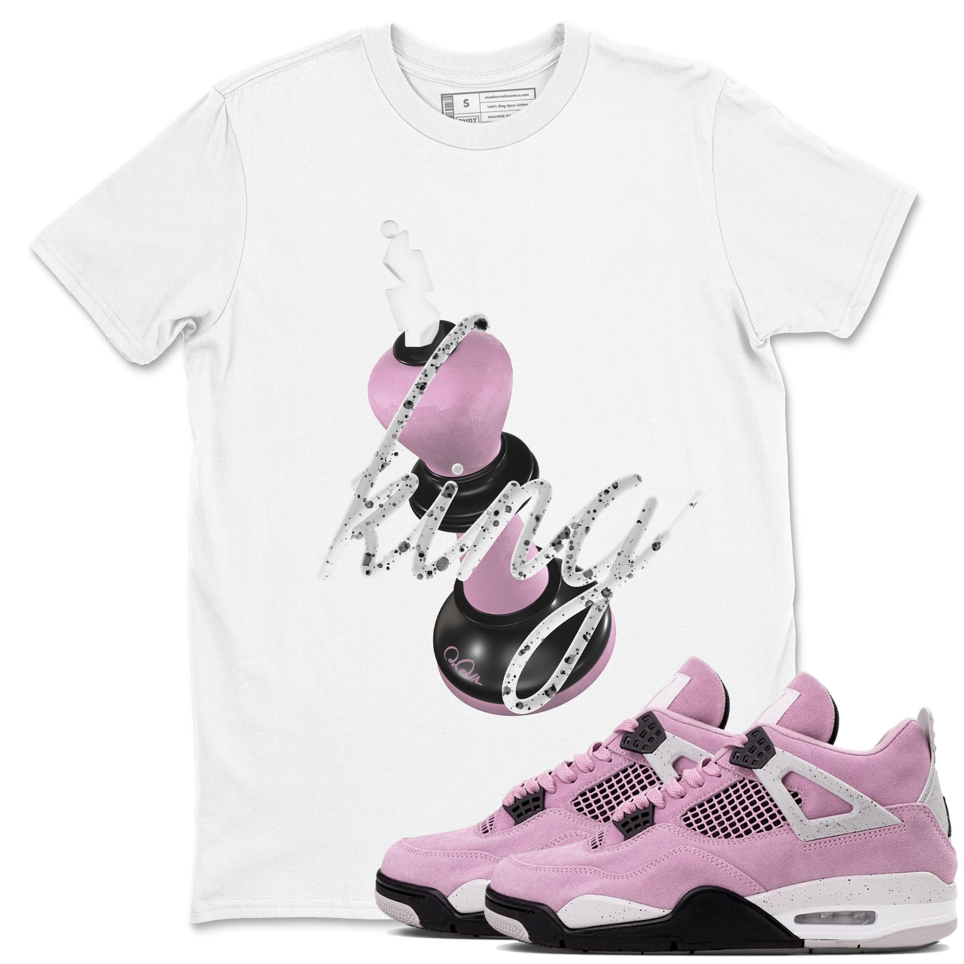 4s Retro Orchid shirts to match jordans 3D King sneaker match tees Air Jordan 4 WMNS Orchid match shoes to clothes SNRT Sneaker Tees unisex cotton White 1 shirts