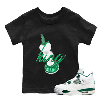 4s Oxidized Green shirts to match jordans 3D King sneaker match tees Air Jordan 4 Oxidized Green SNRT Sneaker Tees streetwear brand Baby and Youth Black 1 cotton tee