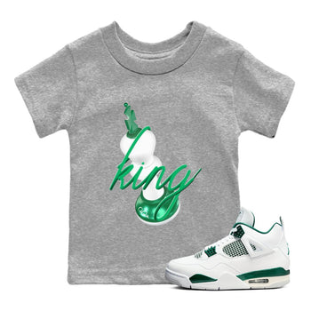 4s Oxidized Green shirts to match jordans 3D King sneaker match tees Air Jordan 4 Oxidized Green SNRT Sneaker Tees streetwear brand Baby and Youth Heather Grey 1 cotton tee