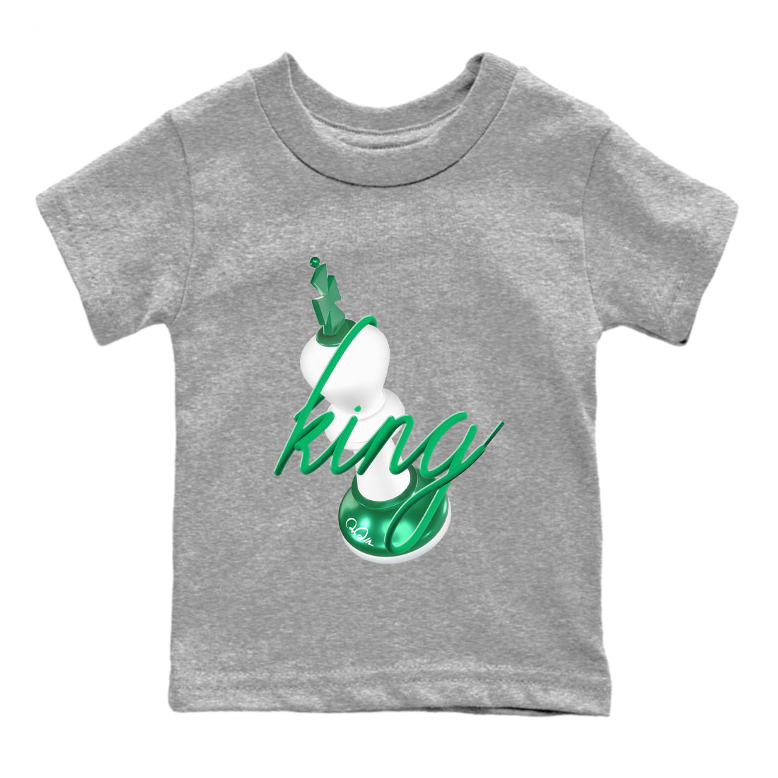 4s Oxidized Green shirts to match jordans 3D King sneaker match tees Air Jordan 4 Oxidized Green SNRT Sneaker Tees streetwear brand Baby and Youth Heather Grey 2 cotton tee