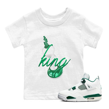 4s Oxidized Green shirts to match jordans 3D King sneaker match tees Air Jordan 4 Oxidized Green SNRT Sneaker Tees streetwear brand Baby and Youth White 1 cotton tee