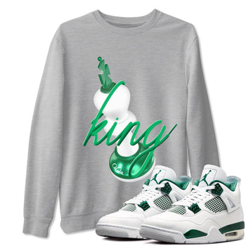 4s Oxidized Green shirts to match jordans 3D King sneaker match tees Air Jordan 4 Oxidized Green SNRT Sneaker Tees streetwear brand Heather Grey 1 unisex cotton tee