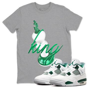 4s Oxidized Green shirts to match jordans 3D King sneaker match tees Air Jordan 4 Oxidized Green SNRT Sneaker Tees streetwear brand Heather Grey 1 unisex cotton tee