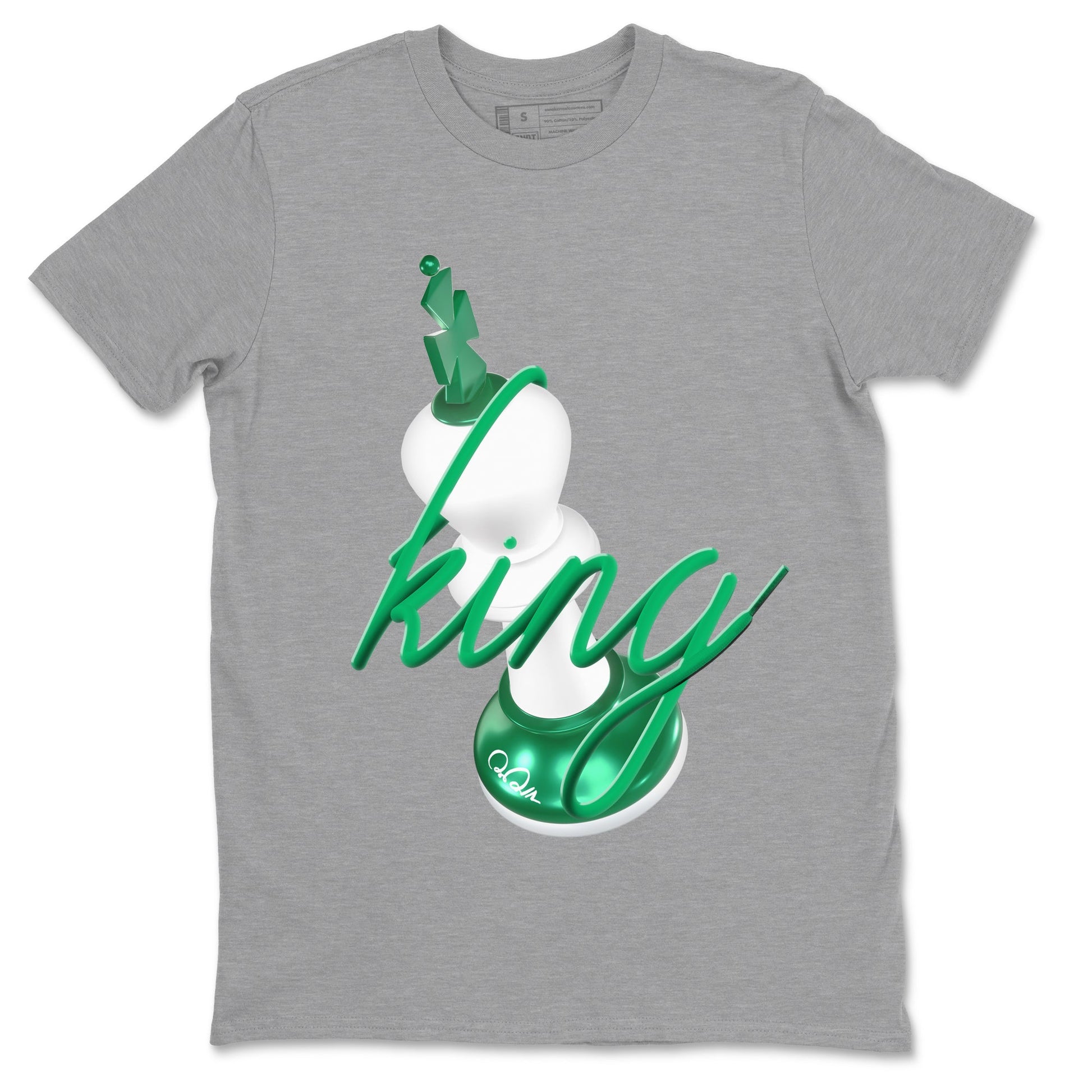 4s Oxidized Green shirts to match jordans 3D King sneaker match tees Air Jordan 4 Oxidized Green SNRT Sneaker Tees streetwear brand Heather Grey 2 unisex cotton tee