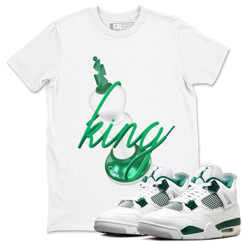 4s Oxidized Green shirts to match jordans 3D King sneaker match tees Air Jordan 4 Oxidized Green SNRT Sneaker Tees streetwear brand White 1 unisex cotton tee