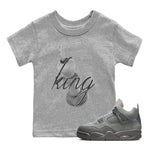 4s Wet Cement shirts to match jordans 3D King sneaker match tees Air Jordan 4 SE Wet Cement SNRT Sneaker Release Tees Youth Baby Heather Grey 1 crew neck shirts