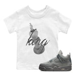 4s Wet Cement shirts to match jordans 3D King sneaker match tees Air Jordan 4 SE Wet Cement SNRT Sneaker Release Tees Youth Baby White 1 crew neck shirts