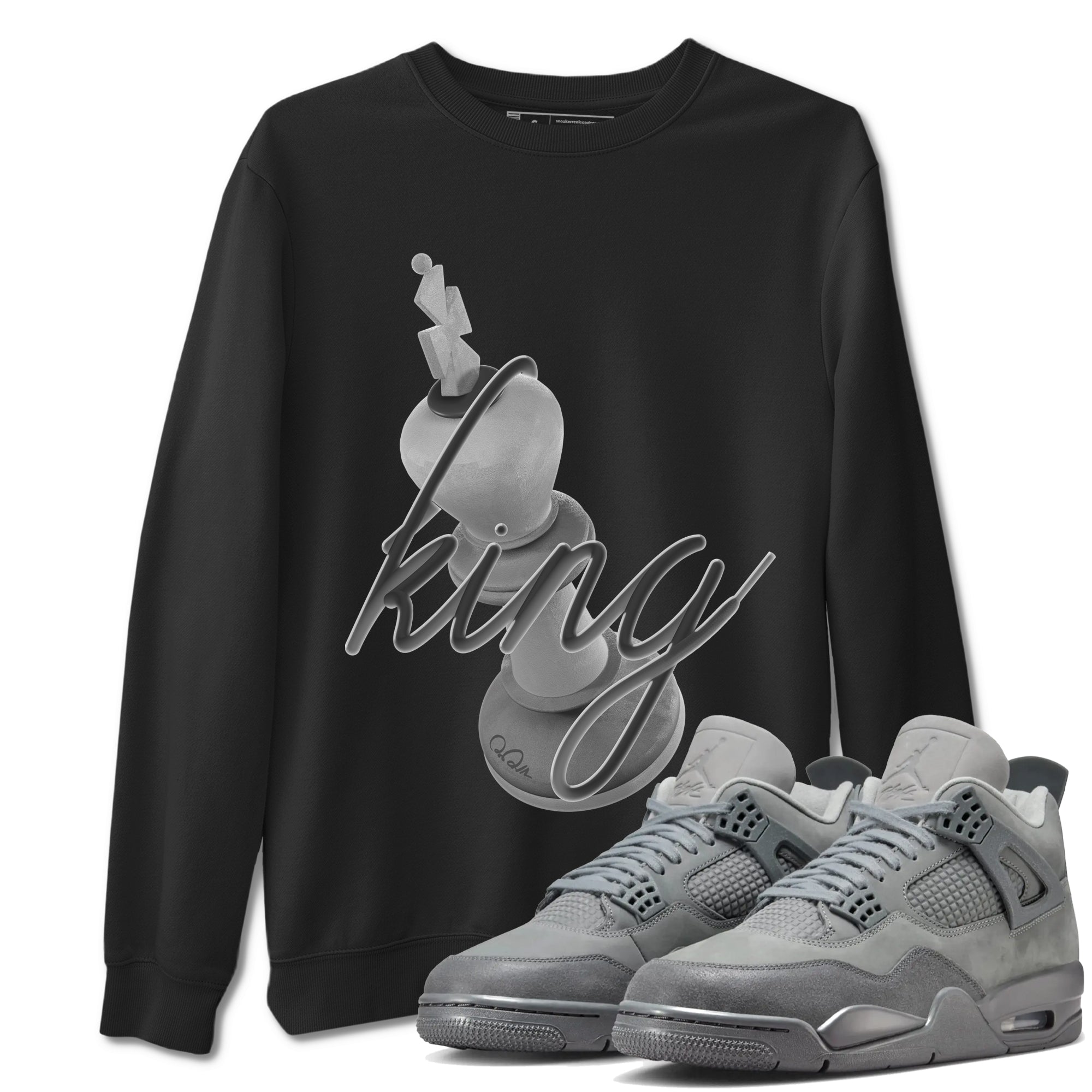 4s Wet Cement shirts to match jordans 3D King sneaker match tees Air Jordan 4 SE Wet Cement SNRT Sneaker Release Tees unisex cotton Black 1 crew neck shirts