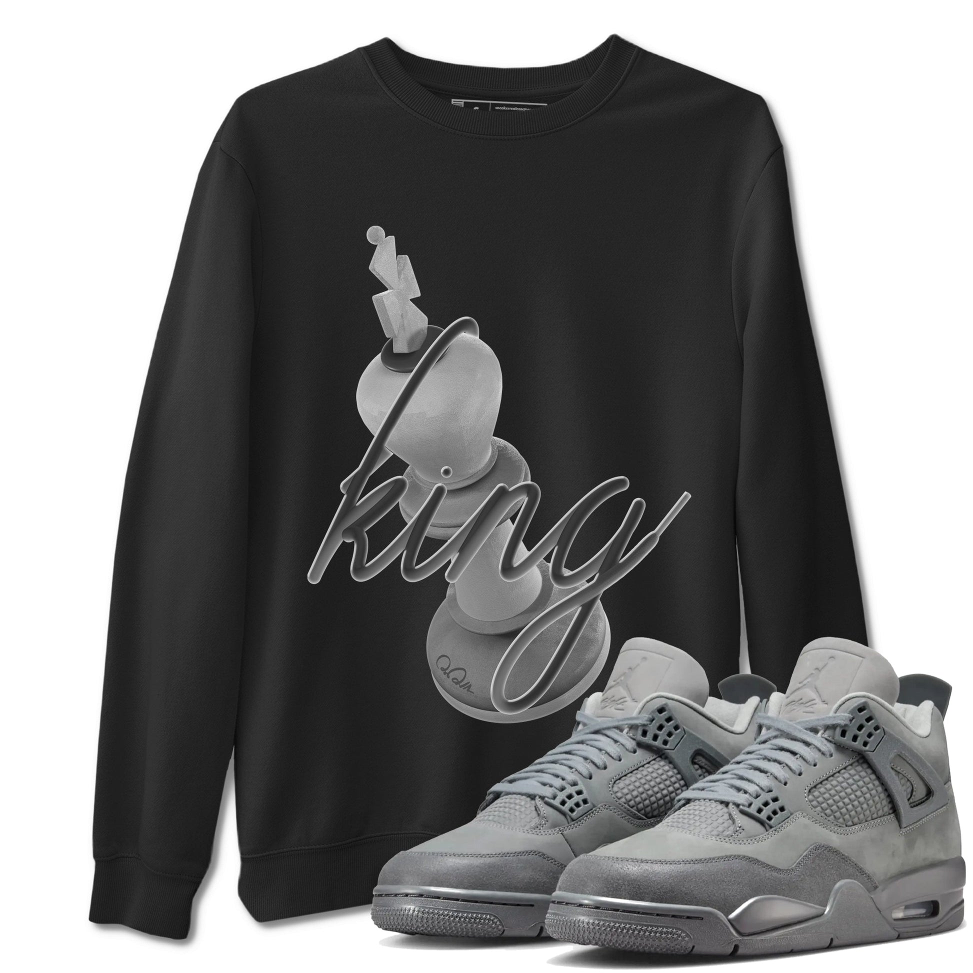 4s Wet Cement shirts to match jordans 3D King sneaker match tees Air Jordan 4 SE Wet Cement SNRT Sneaker Release Tees unisex cotton Black 1 crew neck shirts