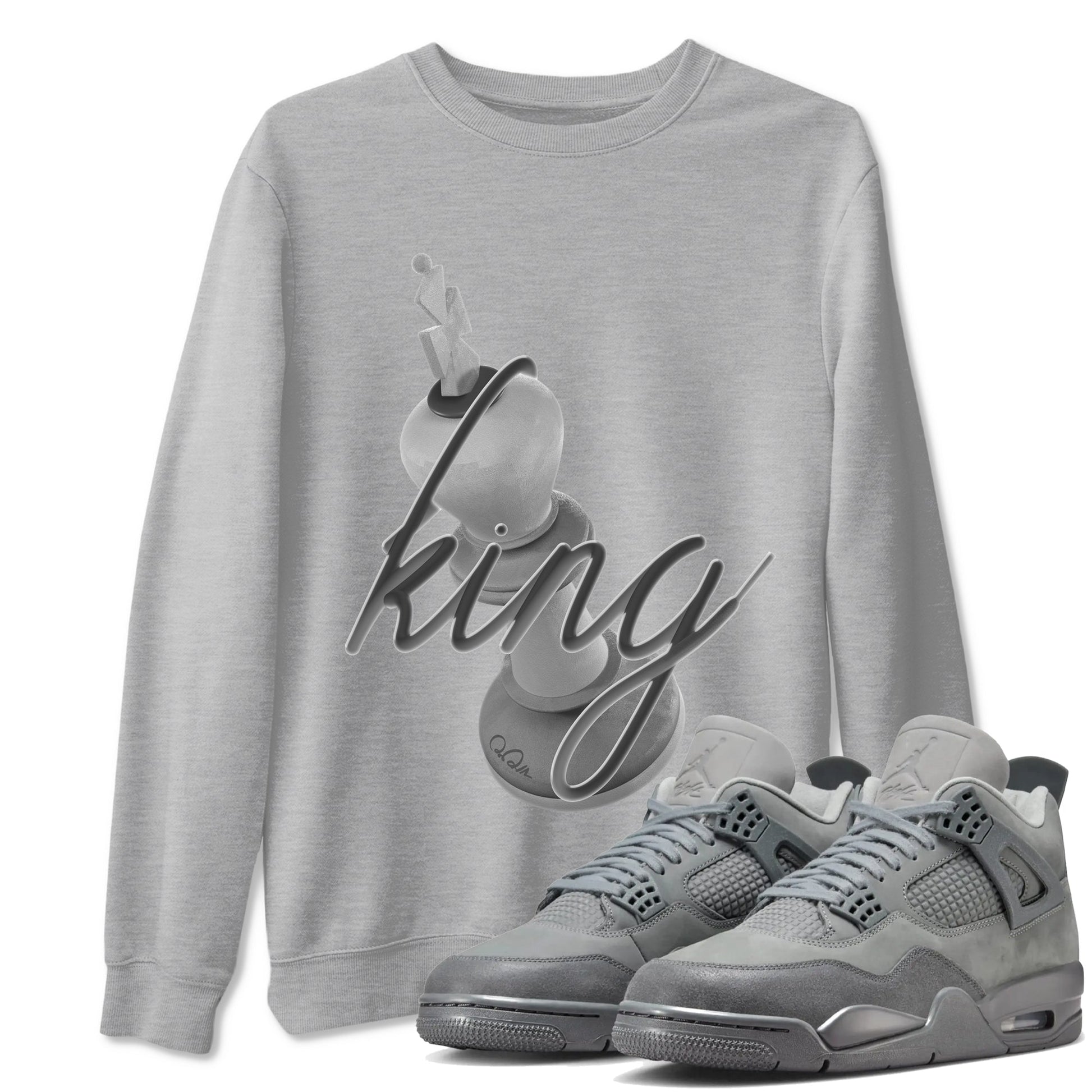 4s Wet Cement shirts to match jordans 3D King sneaker match tees Air Jordan 4 SE Wet Cement SNRT Sneaker Release Tees unisex cotton Heather Grey 1 crew neck shirts