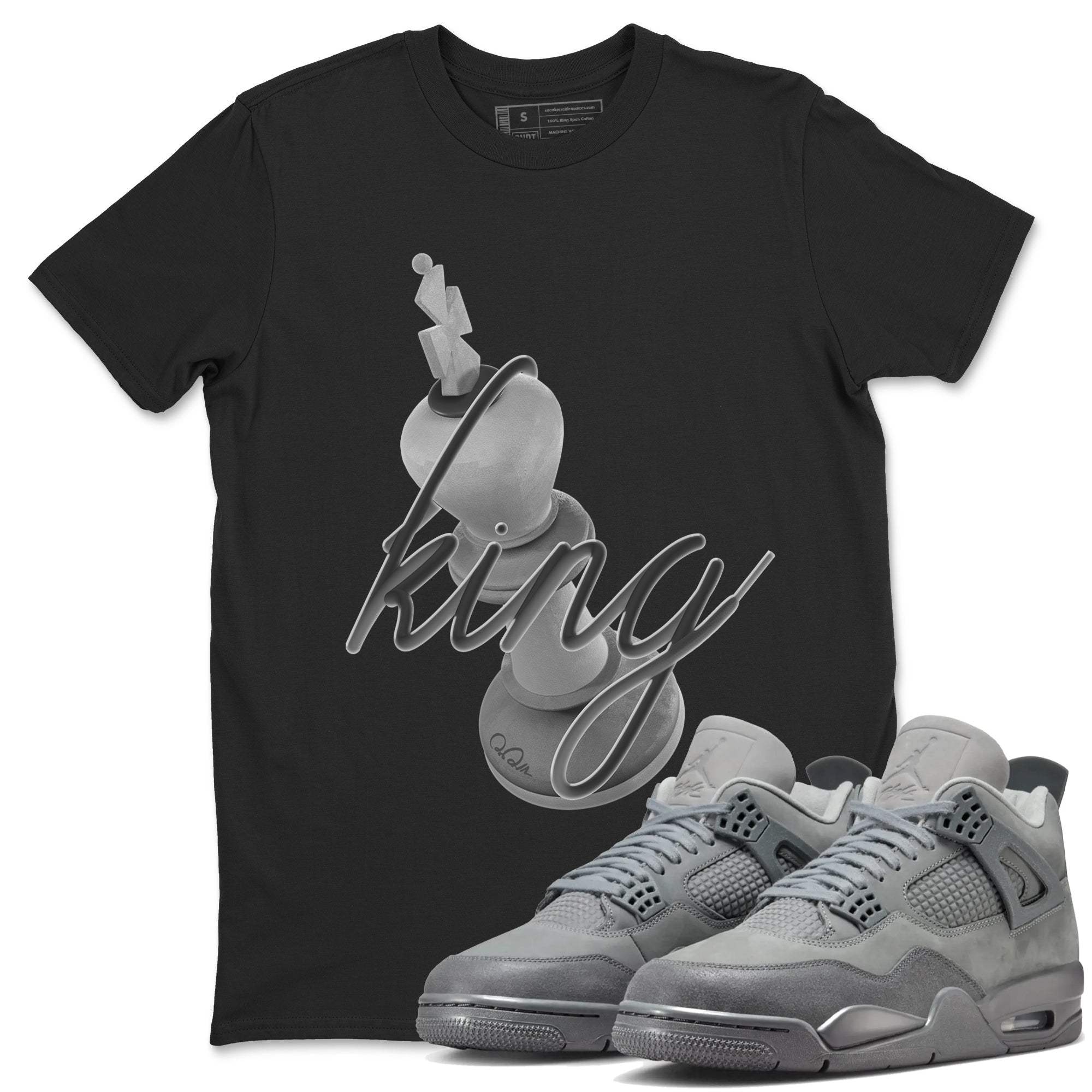 4s Wet Cement shirts to match jordans 3D King sneaker match tees Air Jordan 4 SE Wet Cement SNRT Sneaker Release Tees unisex cotton Black 1 crew neck shirts