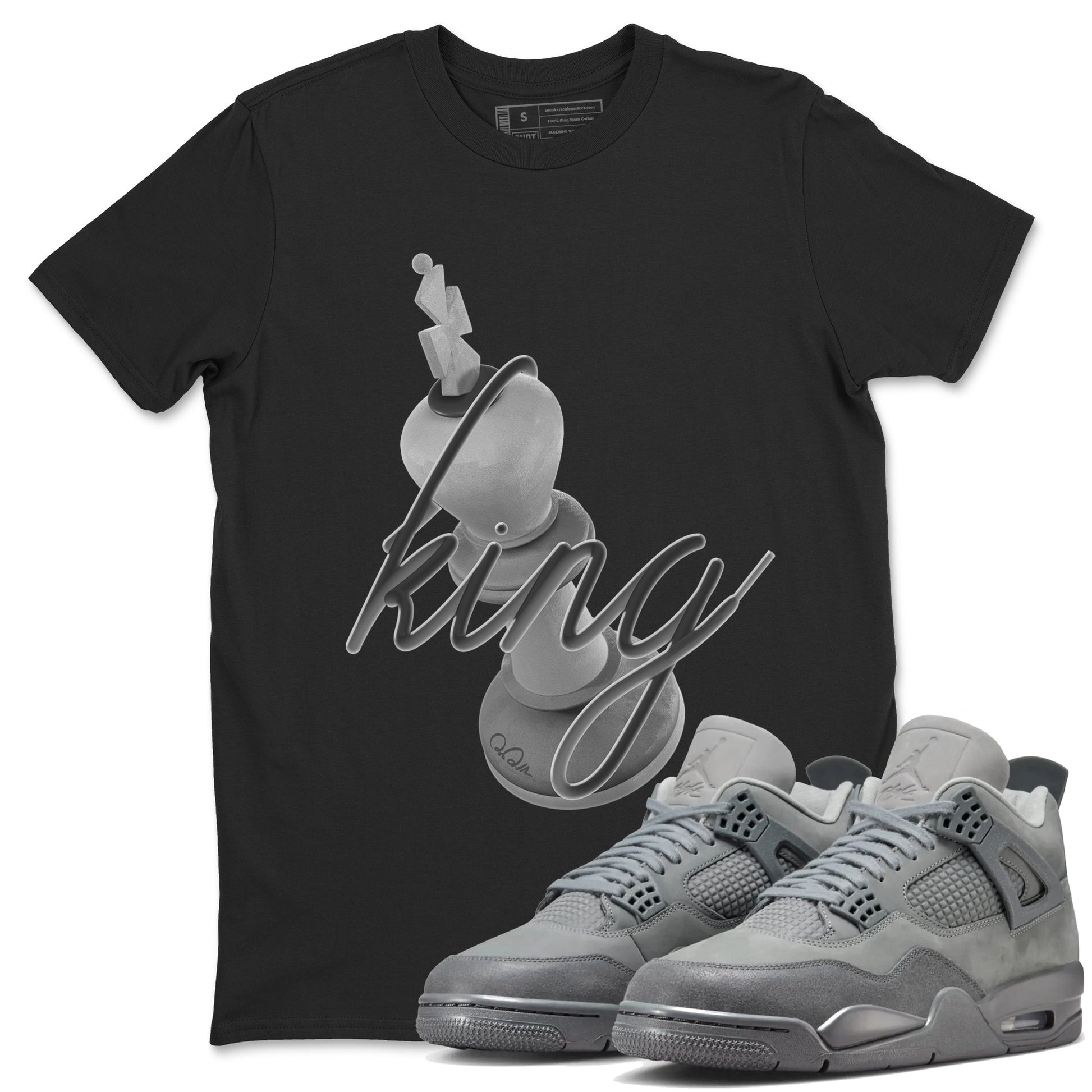 4s Wet Cement shirts to match jordans 3D King sneaker match tees Air Jordan 4 SE Wet Cement SNRT Sneaker Release Tees unisex cotton Black 1 crew neck shirts