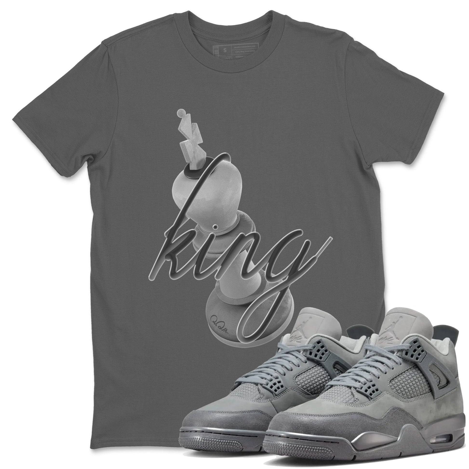 4s Wet Cement shirts to match jordans 3D King sneaker match tees Air Jordan 4 SE Wet Cement SNRT Sneaker Release Tees unisex cotton Cool Grey 1 crew neck shirts