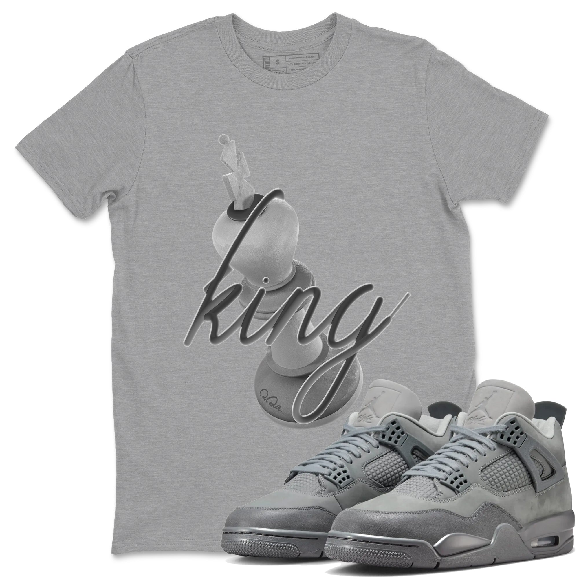 4s Wet Cement shirts to match jordans 3D King sneaker match tees Air Jordan 4 SE Wet Cement SNRT Sneaker Release Tees unisex cotton Heather Grey 1 crew neck shirts