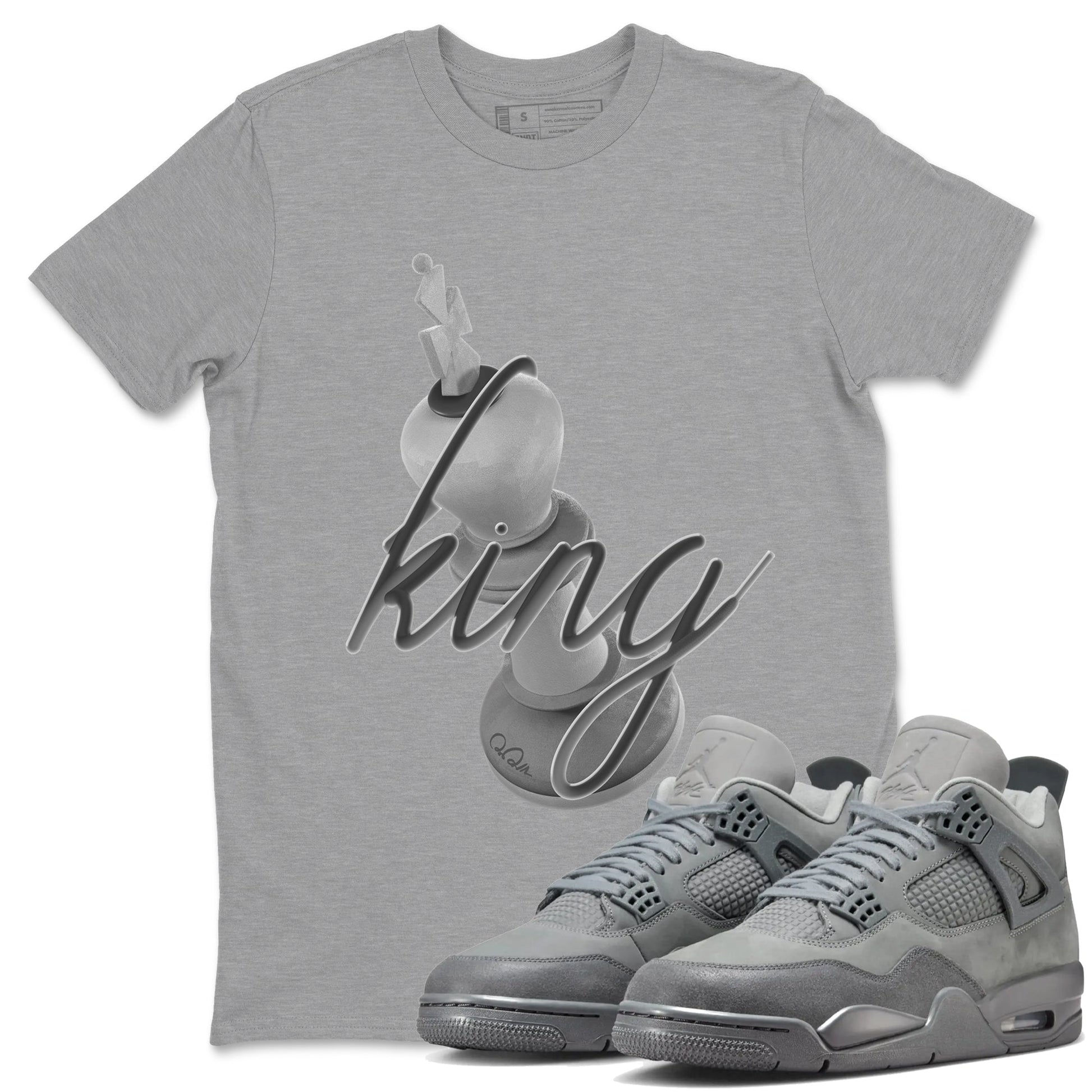 4s Wet Cement shirts to match jordans 3D King sneaker match tees Air Jordan 4 SE Wet Cement SNRT Sneaker Release Tees unisex cotton Heather Grey 1 crew neck shirts