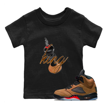 5s Archaeo Brown shirts to match jordans 3D King sneaker match tees Air Jordan 5 Archaeo Brown match shoes to clothes SNRT Sneaker Tees Youth Baby Black 1 tee