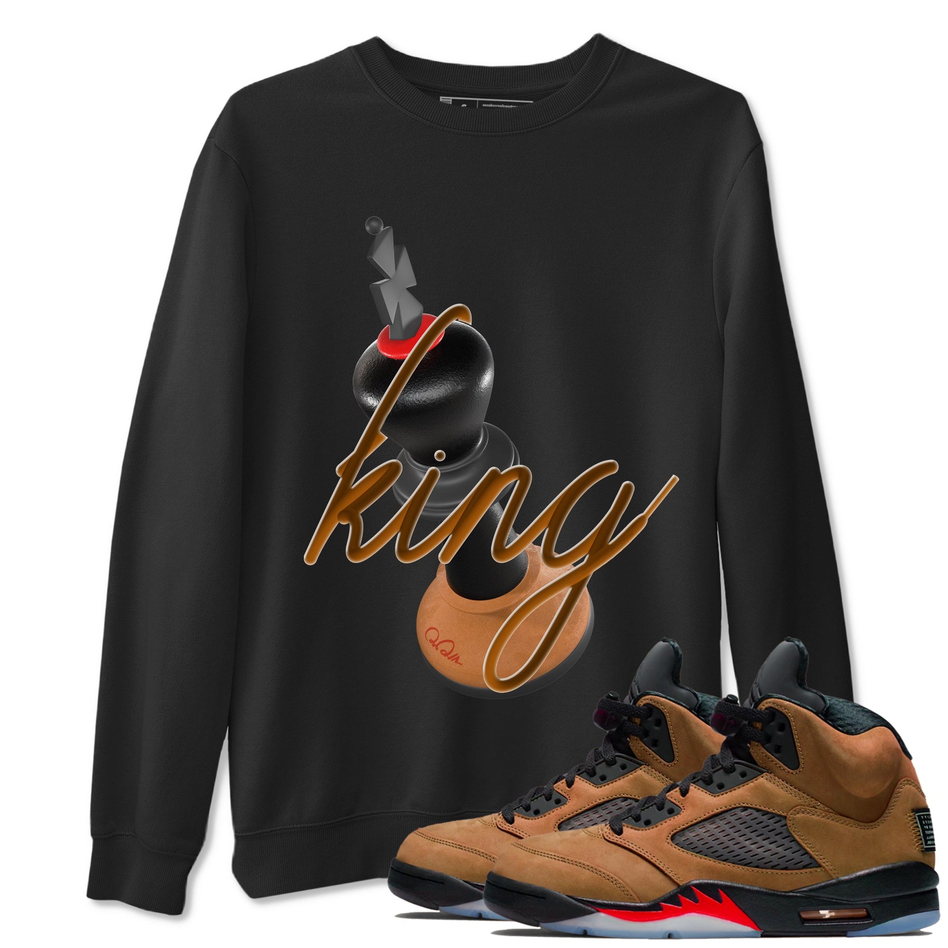 5s Archaeo Brown shirts to match jordans 3D King sneaker match tees Air Jordan 5 Archaeo Brown match shoes to clothes SNRT Sneaker Tees unisex cotton Black 1 shirts