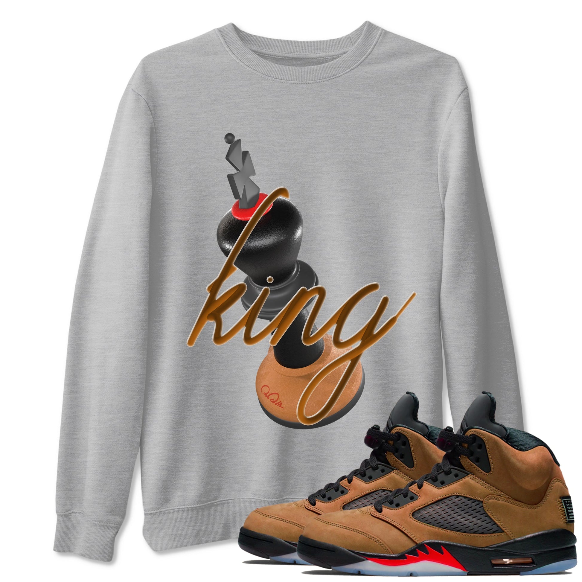 5s Archaeo Brown shirts to match jordans 3D King sneaker match tees Air Jordan 5 Archaeo Brown match shoes to clothes SNRT Sneaker Tees unisex cotton Heather Grey 1 shirts