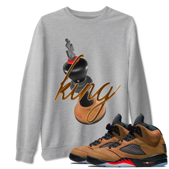 5s Archaeo Brown shirts to match jordans 3D King sneaker match tees Air Jordan 5 Archaeo Brown match shoes to clothes SNRT Sneaker Tees unisex cotton Heather Grey 1 shirts