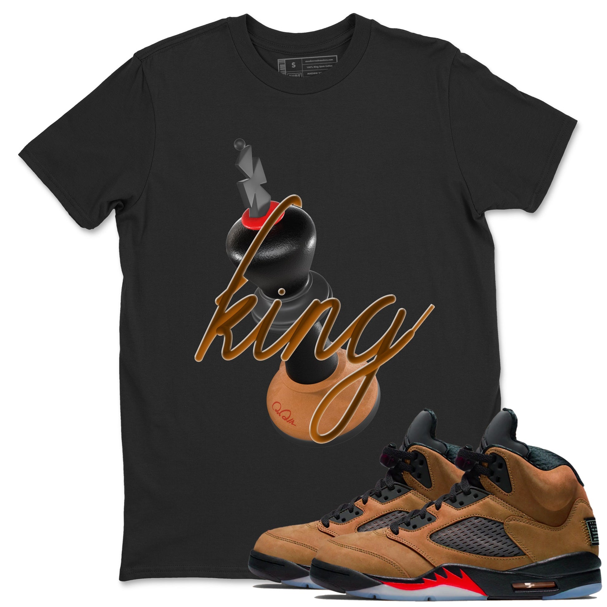 5s Archaeo Brown shirts to match jordans 3D King sneaker match tees Air Jordan 5 Archaeo Brown match shoes to clothes SNRT Sneaker Tees unisex cotton Black 1 shirts
