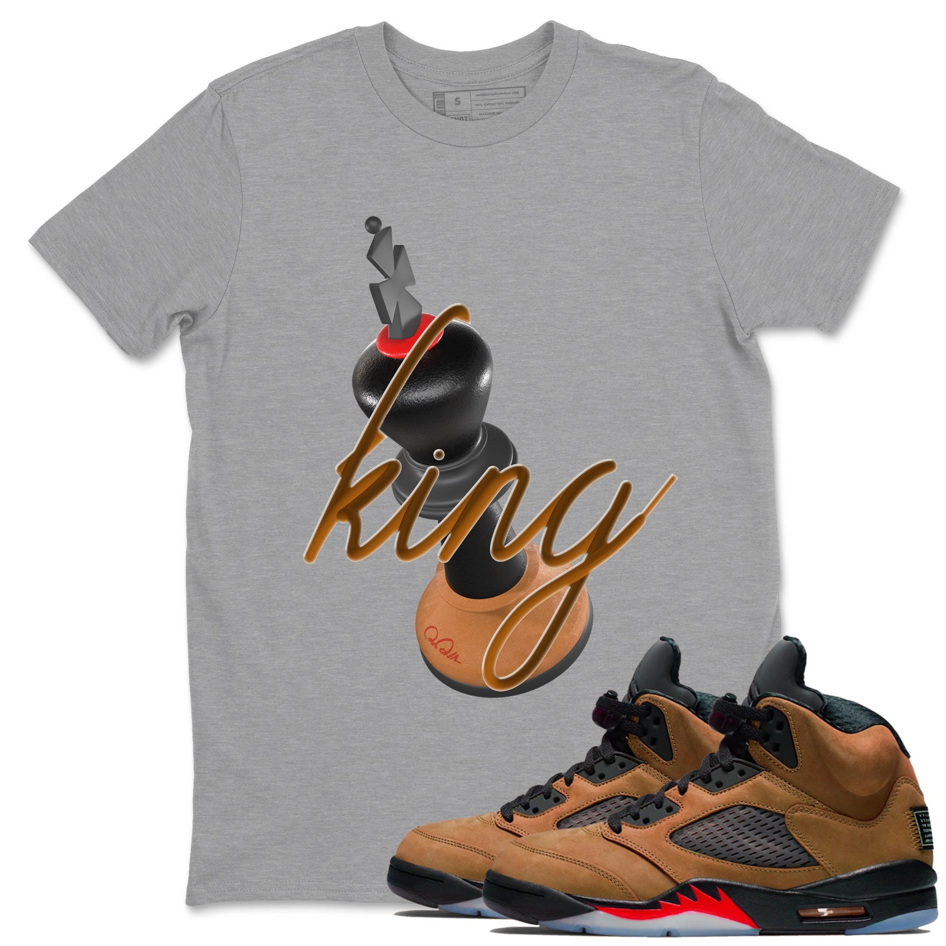 5s Archaeo Brown shirts to match jordans 3D King sneaker match tees Air Jordan 5 Archaeo Brown match shoes to clothes SNRT Sneaker Tees unisex cotton Heather Grey 1 shirts