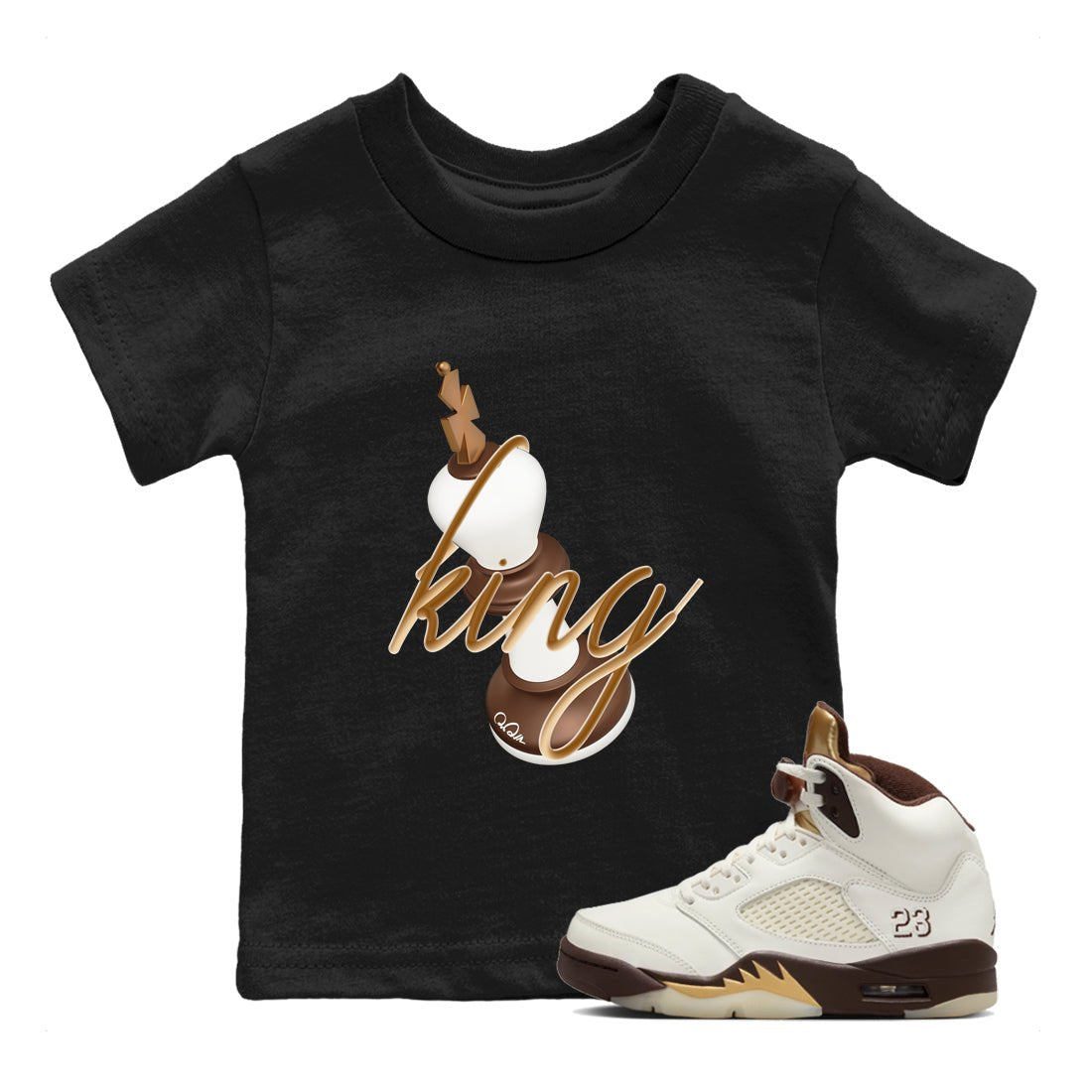 5s Golden Ticket shirts to match jordans 3D King best t shirts to wear with jordans Air Jordan 5 Golden Ticket match shoes to clothes SNRT Sneaker Tees Youth Baby Black 1 tee