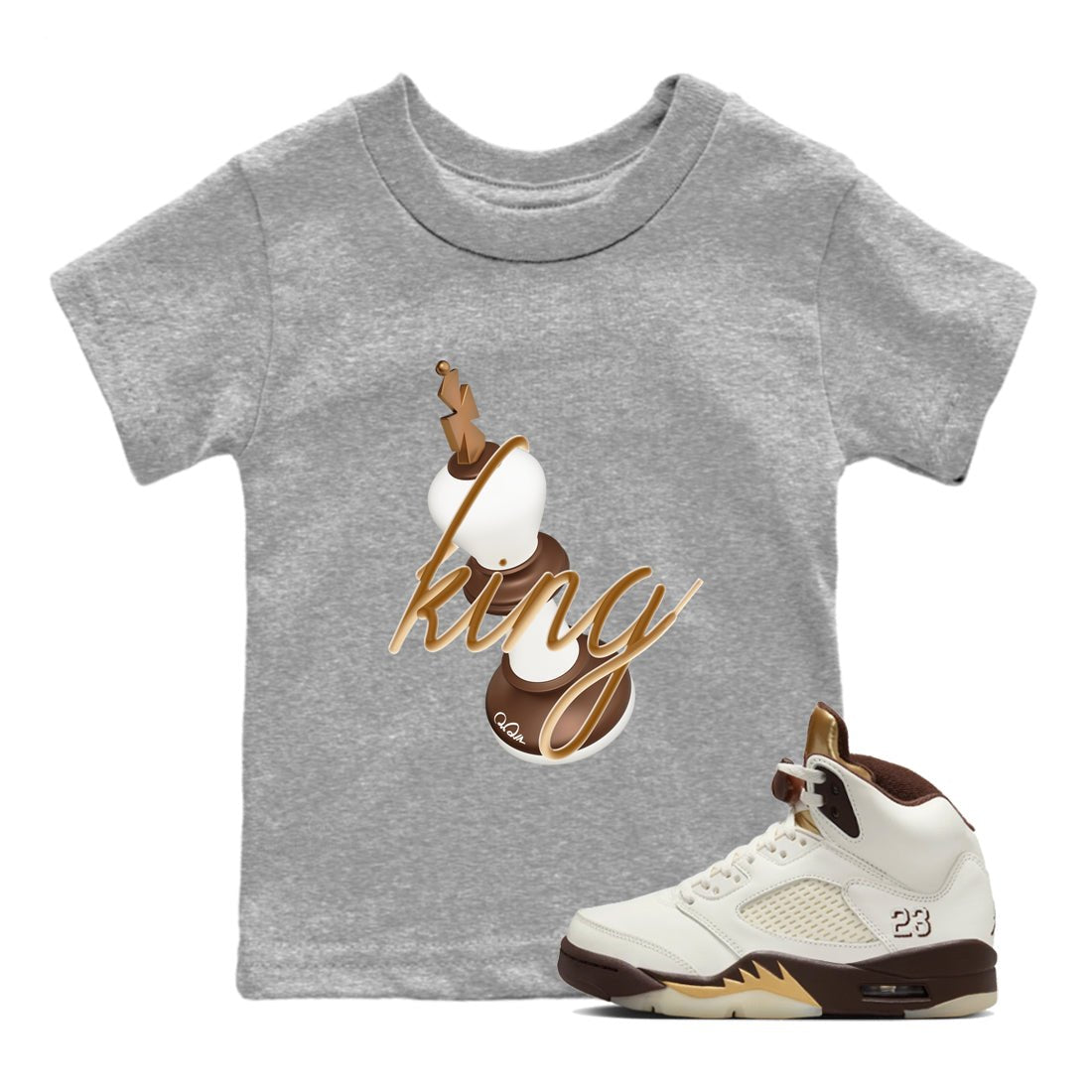 5s Golden Ticket shirts to match jordans 3D King best t shirts to wear with jordans Air Jordan 5 Golden Ticket match shoes to clothes SNRT Sneaker Tees Youth Baby Heather Grey 1 tee