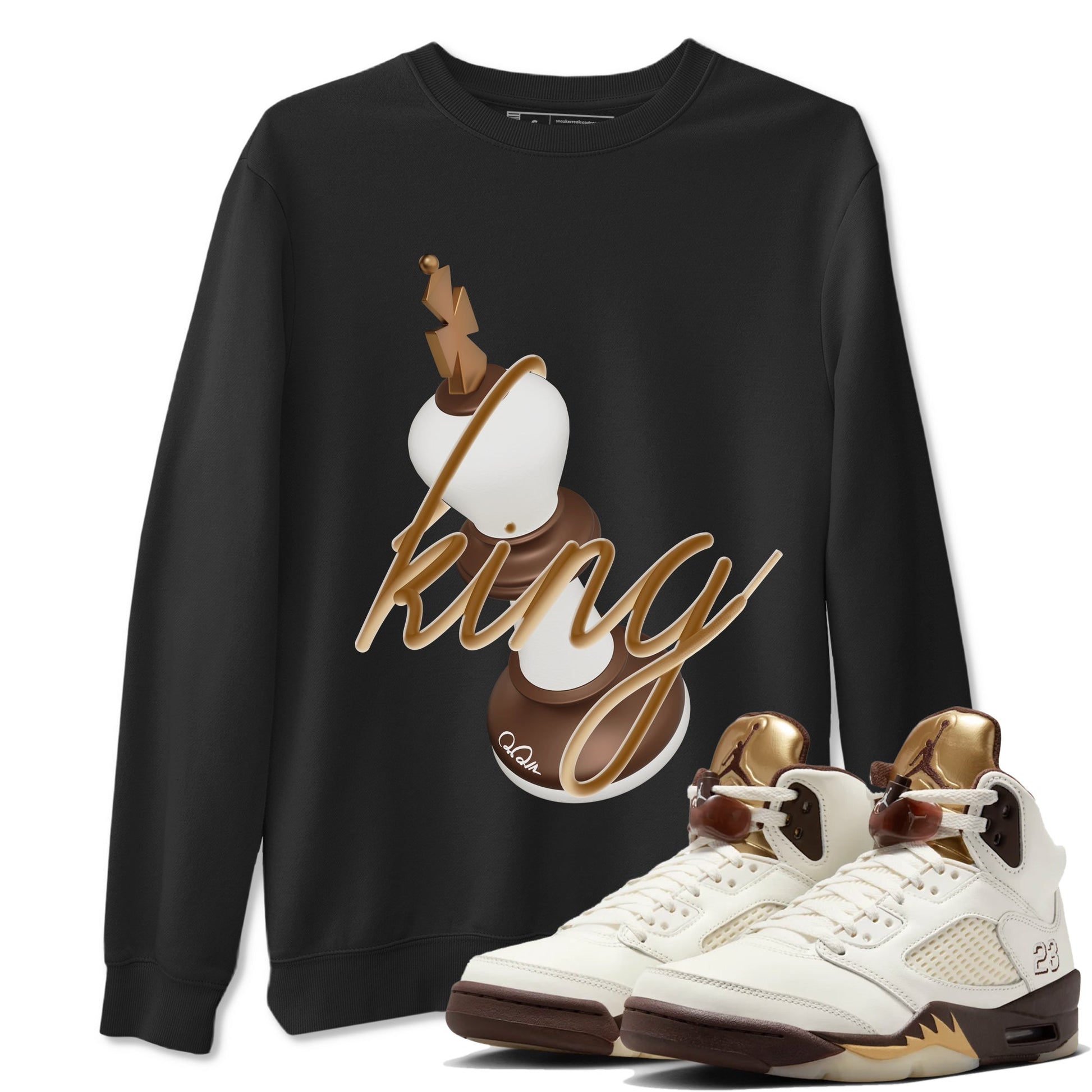 5s Golden Ticket shirts to match jordans 3D King best t shirts to wear with jordans Air Jordan 5 Golden Ticket match shoes to clothes SNRT Sneaker Tees unisex cotton Black 1 shirts