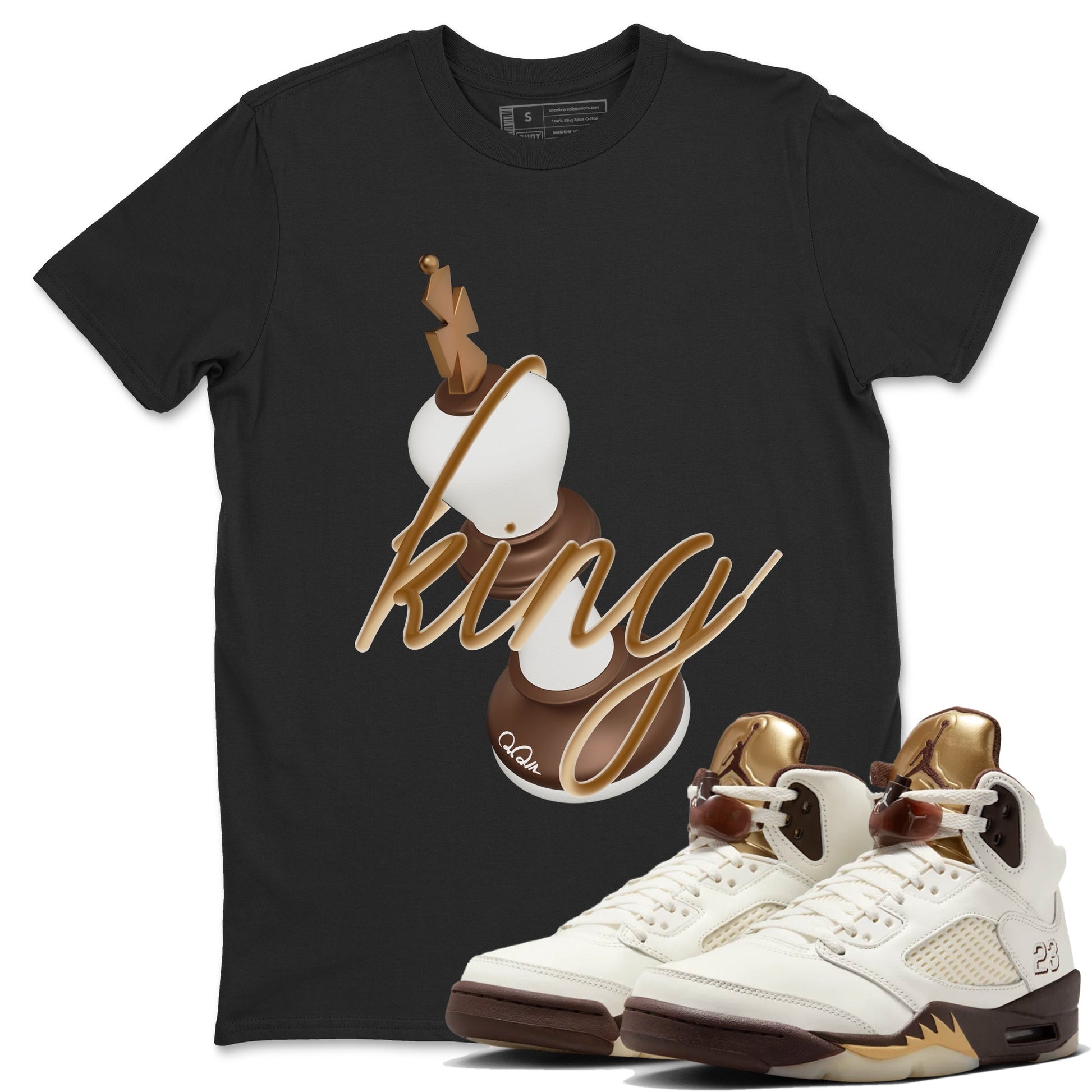 5s Golden Ticket shirts to match jordans 3D King best t shirts to wear with jordans Air Jordan 5 Golden Ticket match shoes to clothes SNRT Sneaker Tees unisex cotton Black 1 shirts