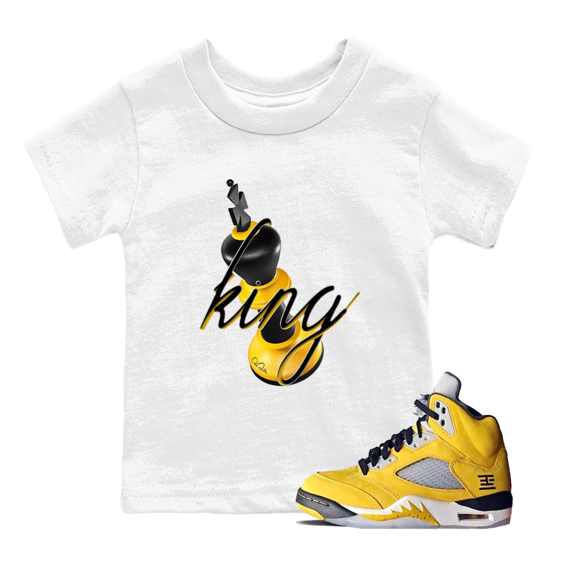 5s Tokyo Sneaker match tees – Sneaker Tees To Match Air Jordan 5 Tokyo Shoes – 3D King Kids T-Shirt White 1