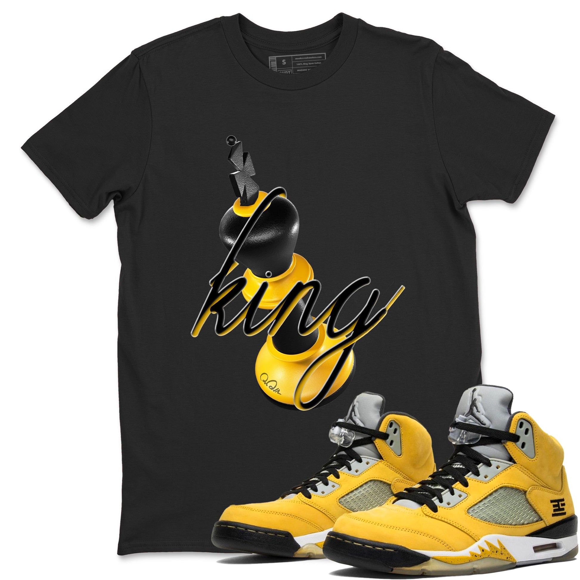 5s Tokyo Sneaker match tees – Sneaker Tees To Match Air Jordan 5 Tokyo Shoes – 3D King Tee Black 1