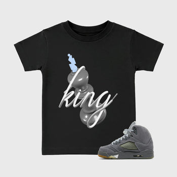 Sneaker outfits graphic tee – Sneaker Tees To Match Air Jordan 5 Wolf Grey Sneakers – 3D King Kids T-Shirt Black 1