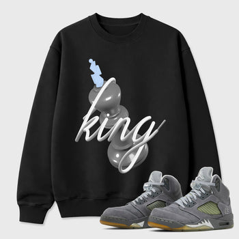 Sneaker outfits graphic tee – Sneaker Tees To Match Air Jordan 5 Wolf Grey Sneakers – 3D King Tee Black 1