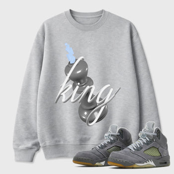 Sneaker outfits graphic tee – Sneaker Tees To Match Air Jordan 5 Wolf Grey Sneakers – 3D King Tee Heather Grey 1